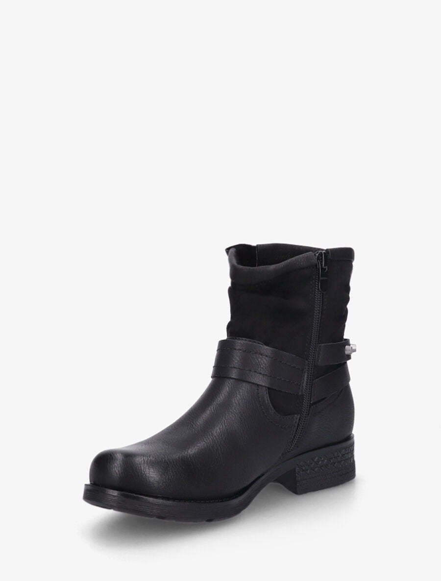 Bottines en simili à cheville effet plissé - Noir - 3