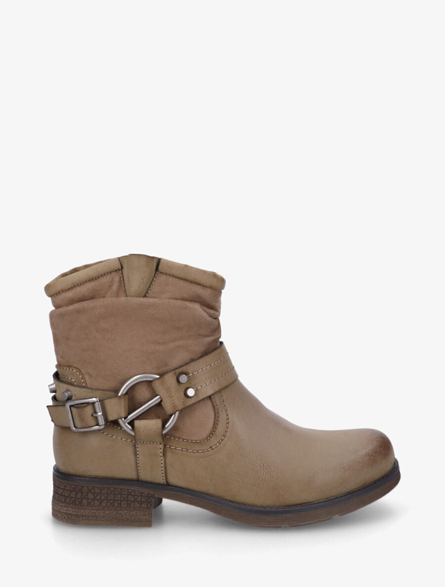 Bottines en simili à cheville effet plissé - Taupe - 5