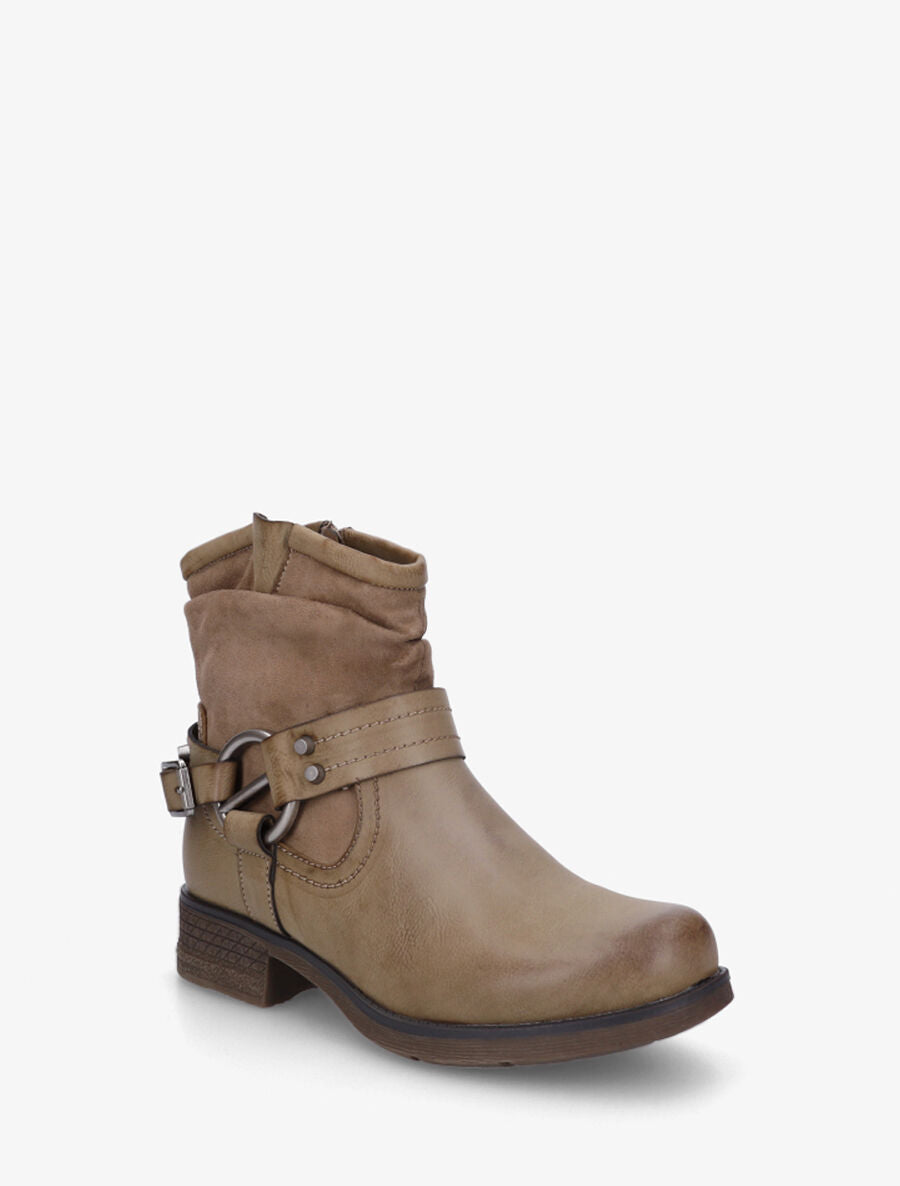 Bottines en simili à cheville effet plissé - Taupe - 2