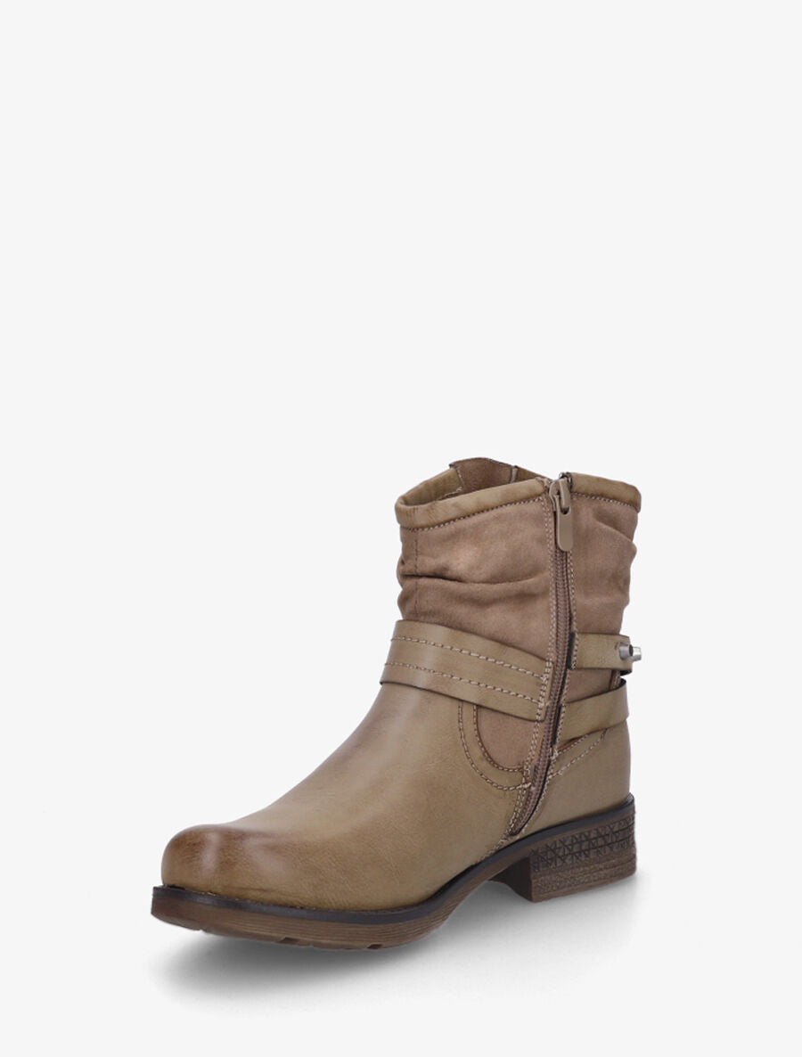 Bottines en simili à cheville effet plissé - Taupe - 3