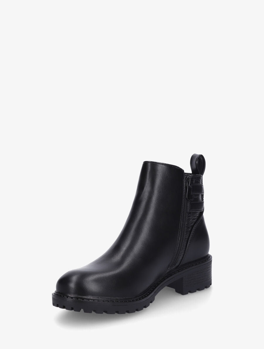 Bottines à doubles sangles et détail croco - Noir - 3