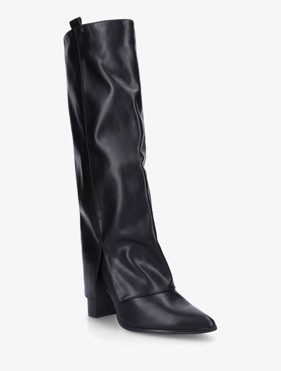 Bottes en simili à revers - Noir - 2