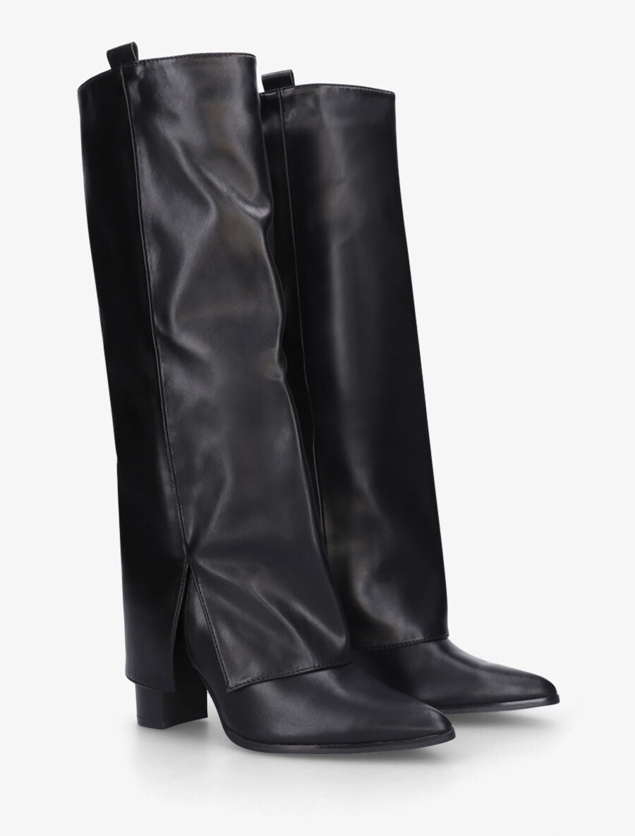 Bottes en simili à revers - Noir - 4