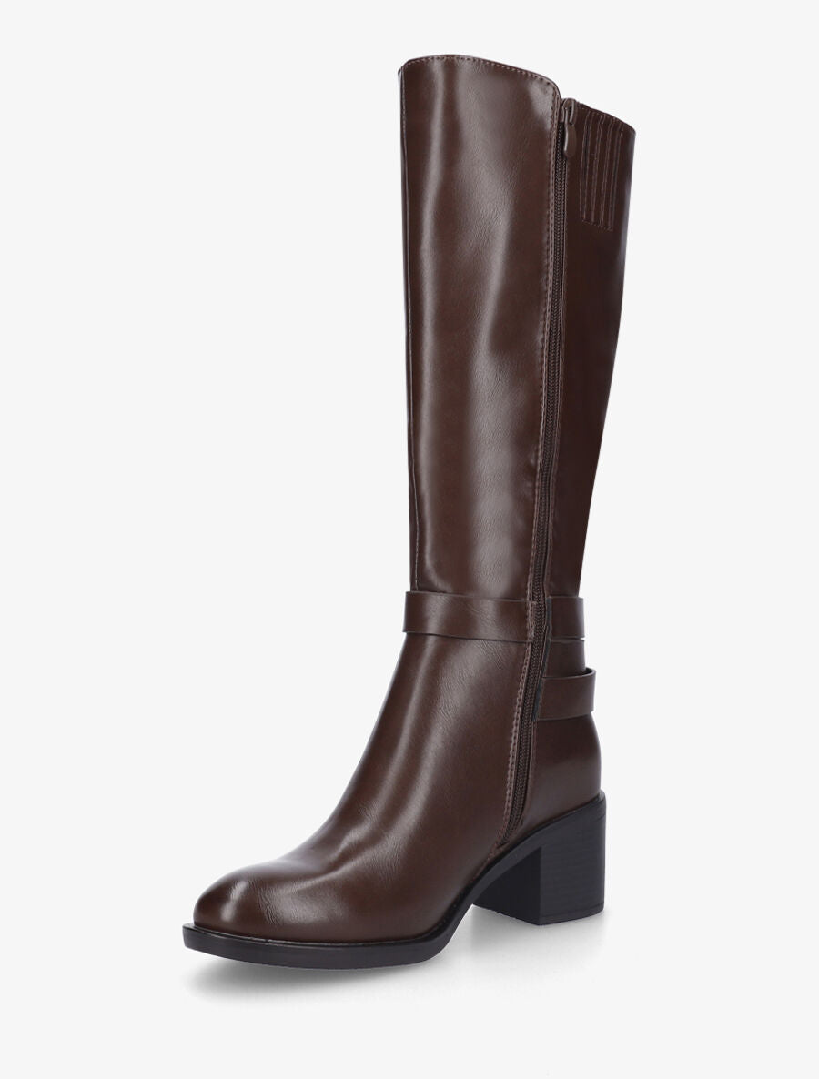 Bottes en simili sanglées à talon - Marron - 3