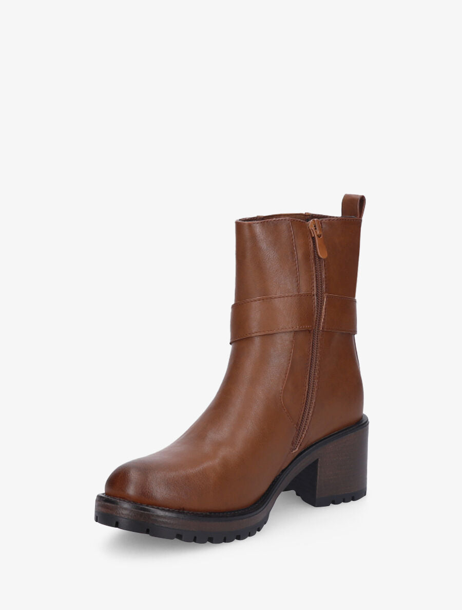 Bottines montantes élastiquées en simili - Camel - 3