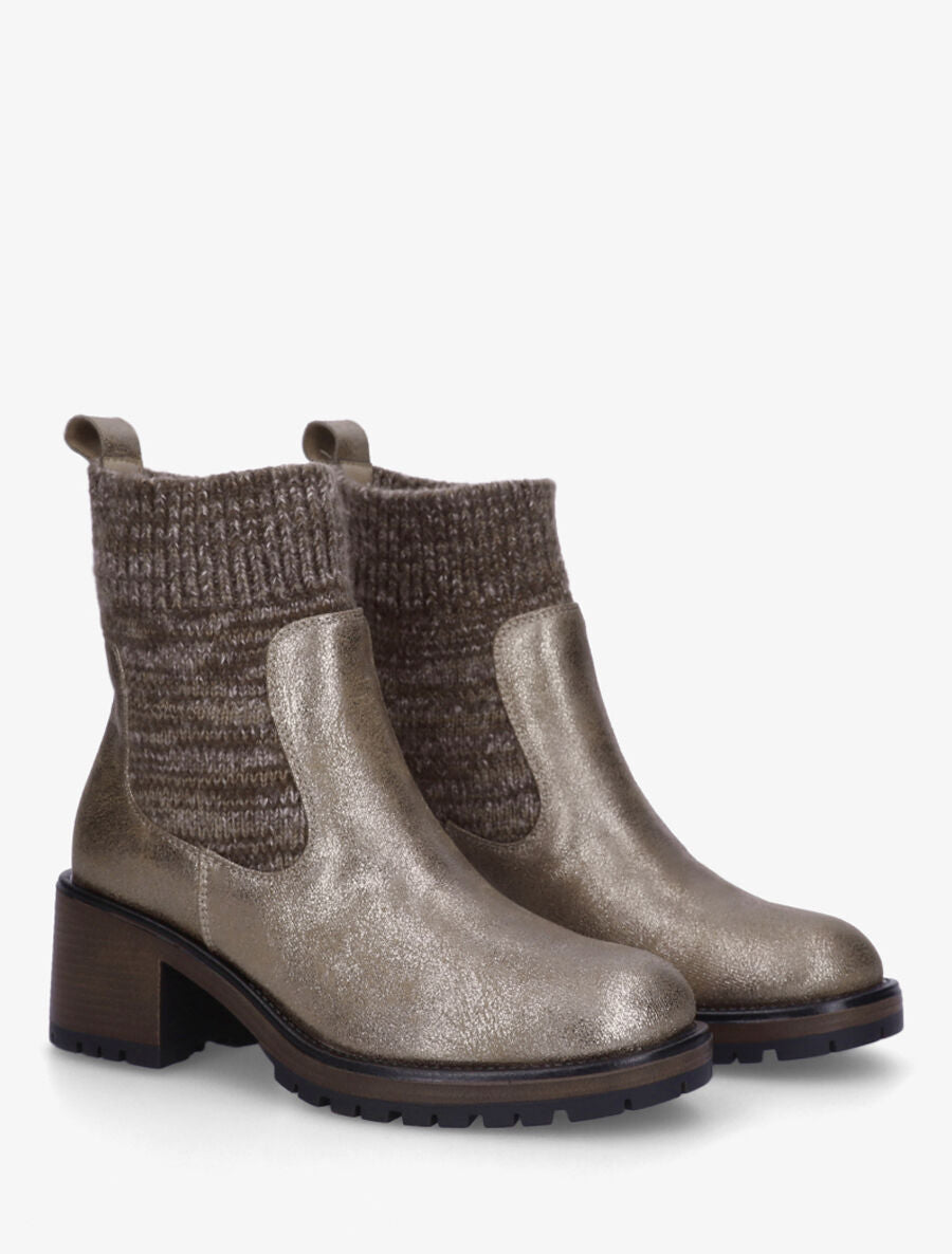 Bottines style chaussettes nacrées - Taupe - 4