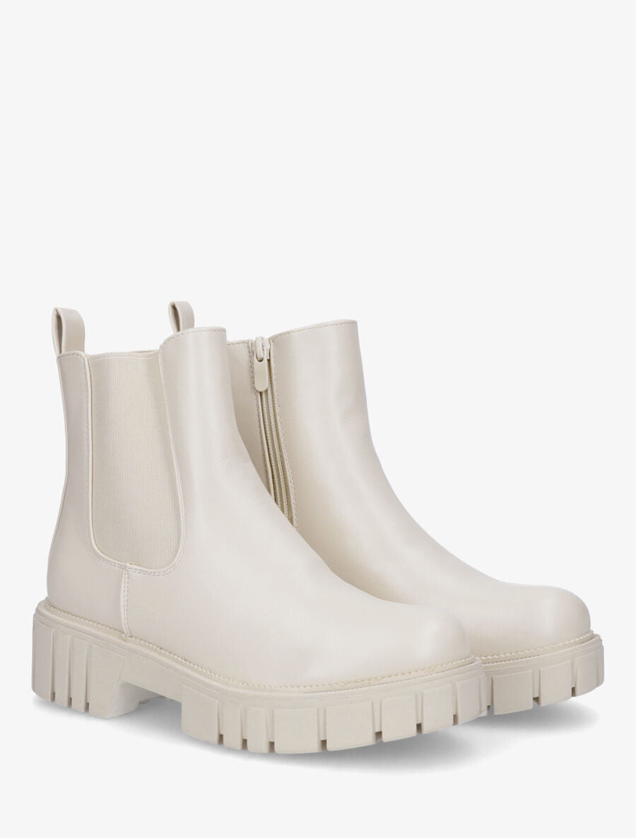 Bottines unies style chelsea - Crème - 4