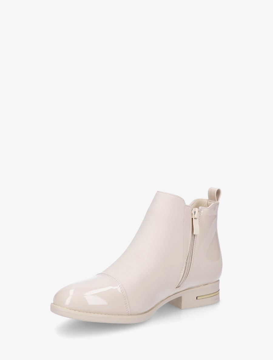 Bottines bi-matière à zip décoratif - Crème - 3