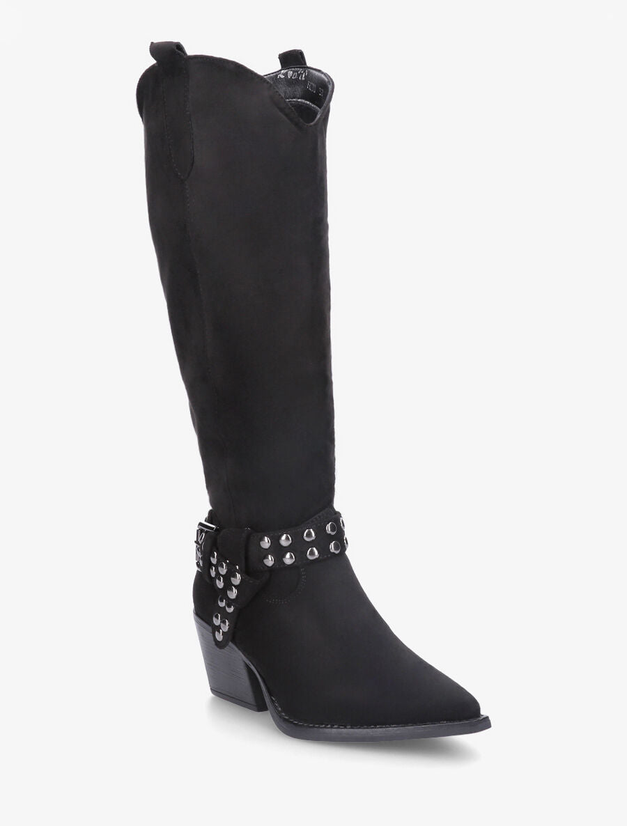 Bottes en suédine style santiags - Noir - 2