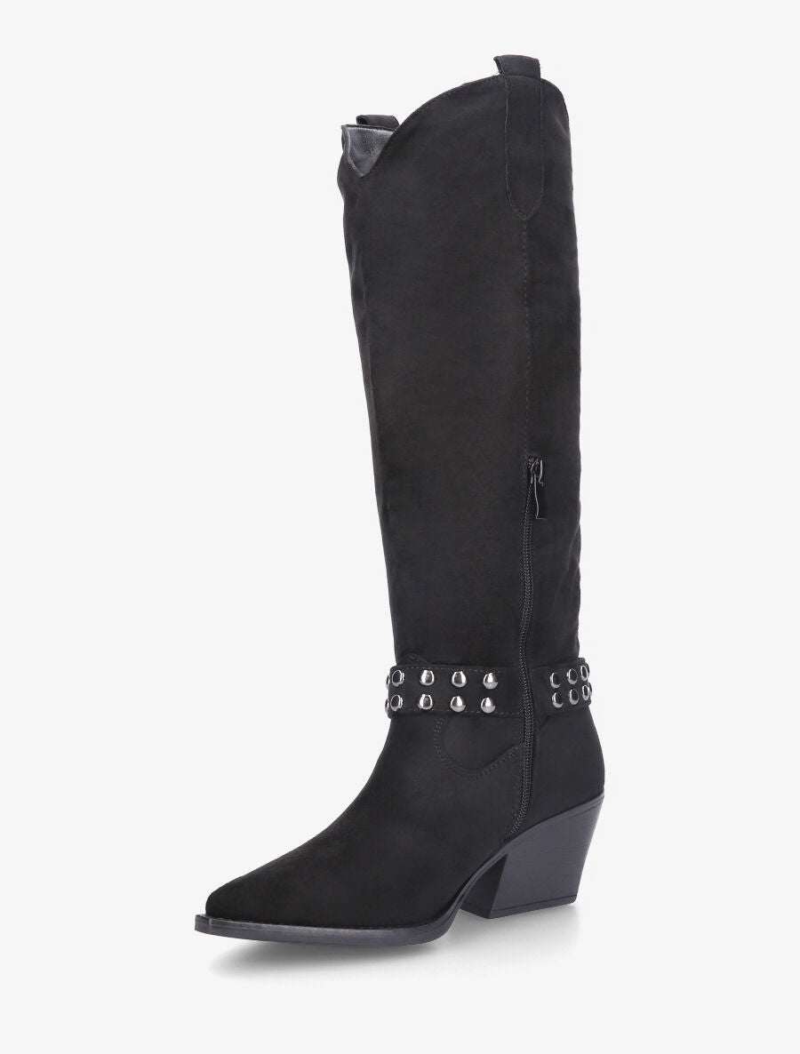 Bottes en suédine style santiags - Noir - 3