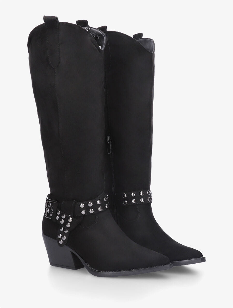 Bottes en suédine style santiags - Noir - 4