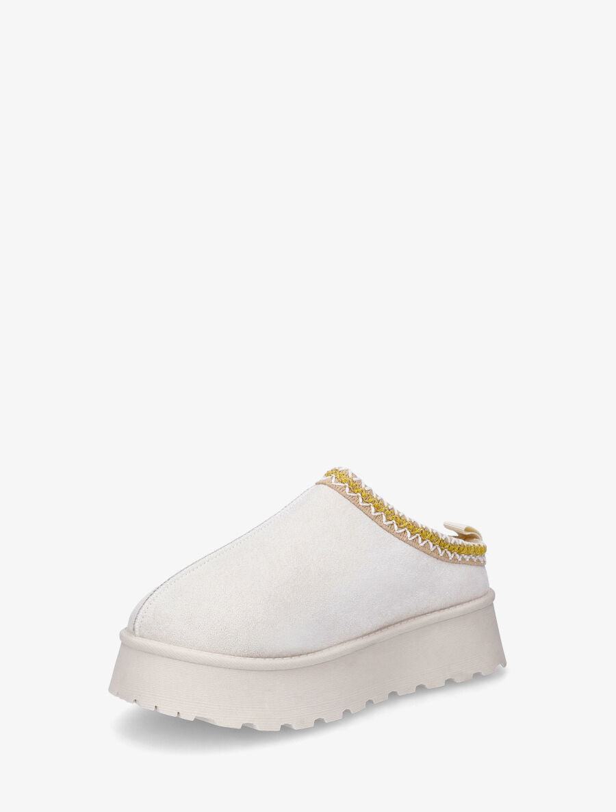 Bottines basses à plateforme en suédine - Beige - 3