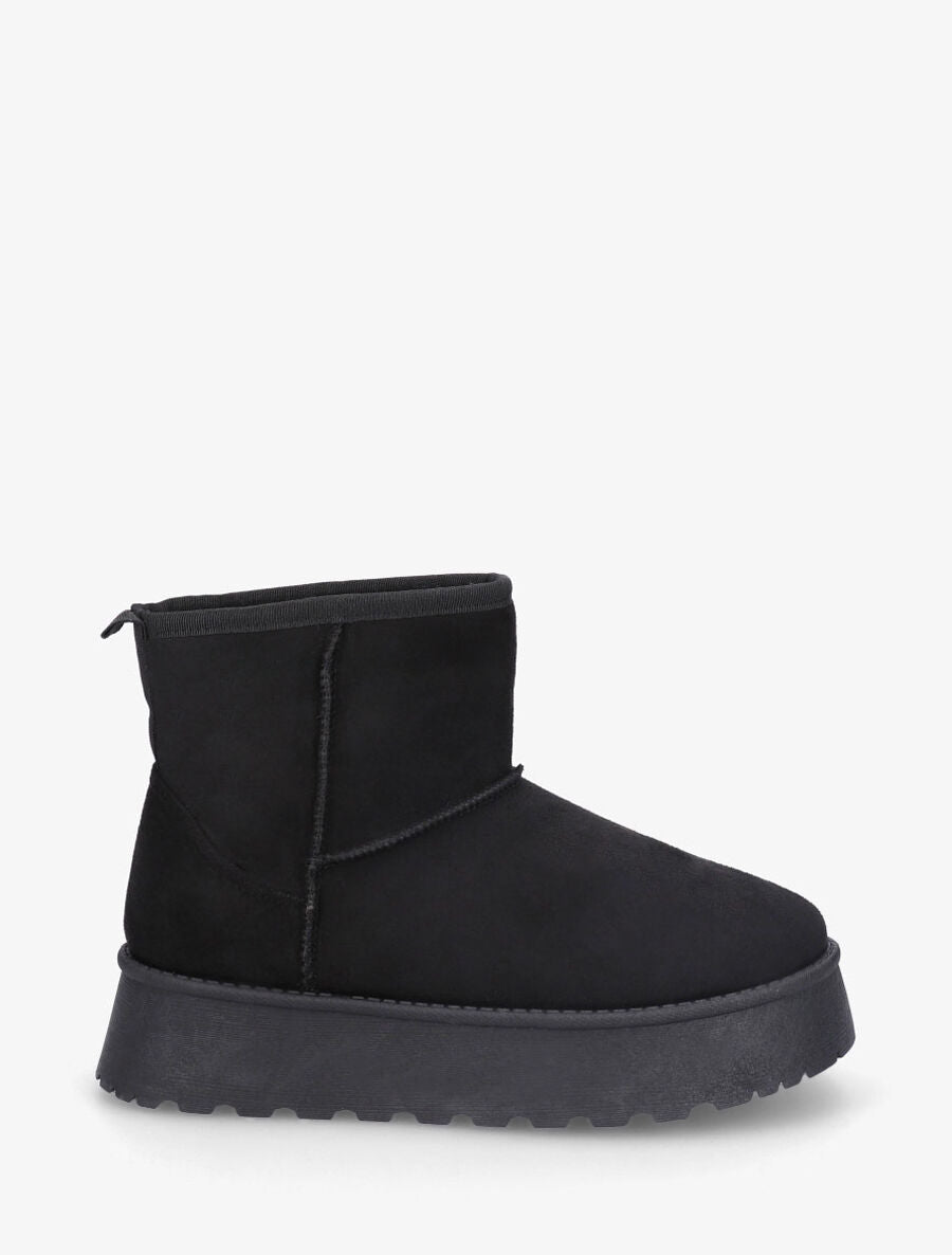 Bottines en suédine à intérieur fourré - Noir - 1