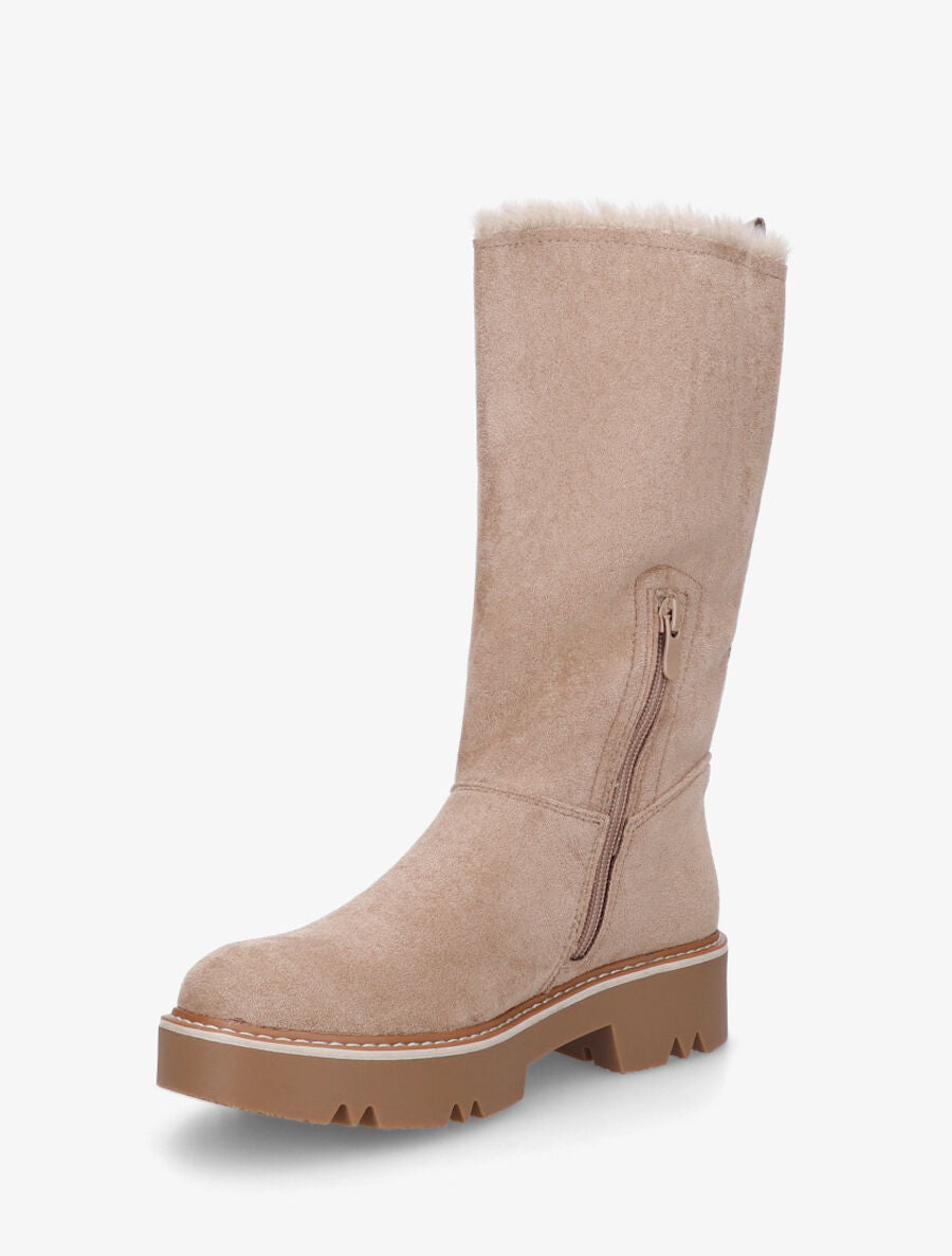 Bottines montantes fourrées et boutonnées - Taupe - 3