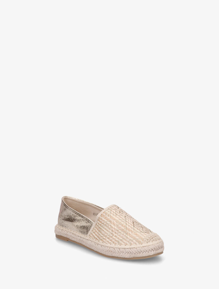 Espadrilles plates nacré et effet osier - Or - 2