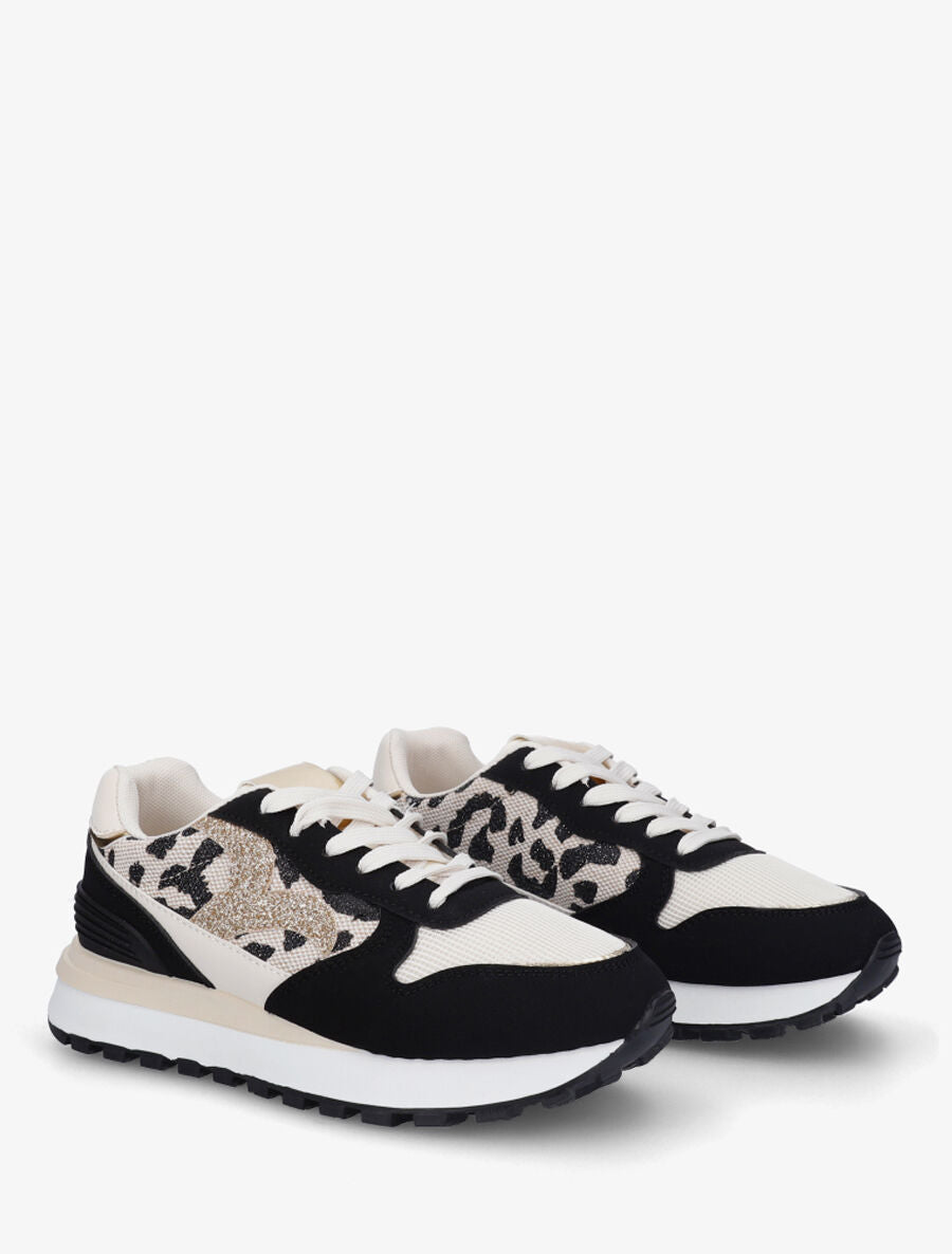 Sneakers en simili à détail irisé - Noir - 4