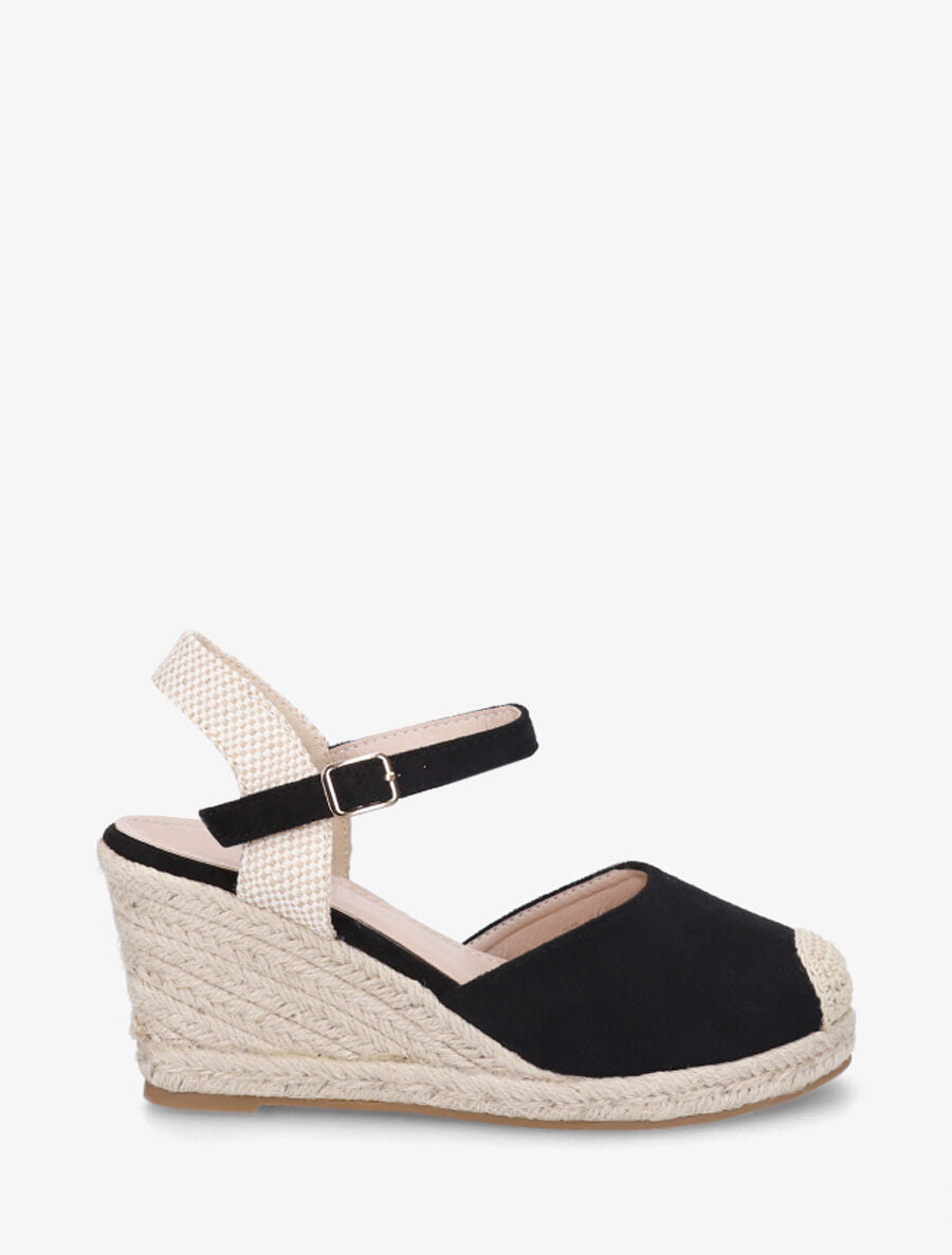 Sandales compensées en suédine - Noir - 5