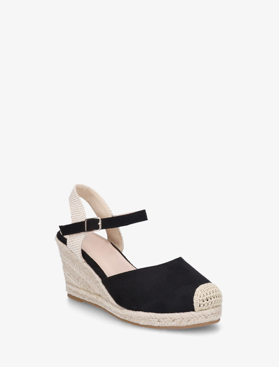 Sandales compensées en suédine - Noir - 2