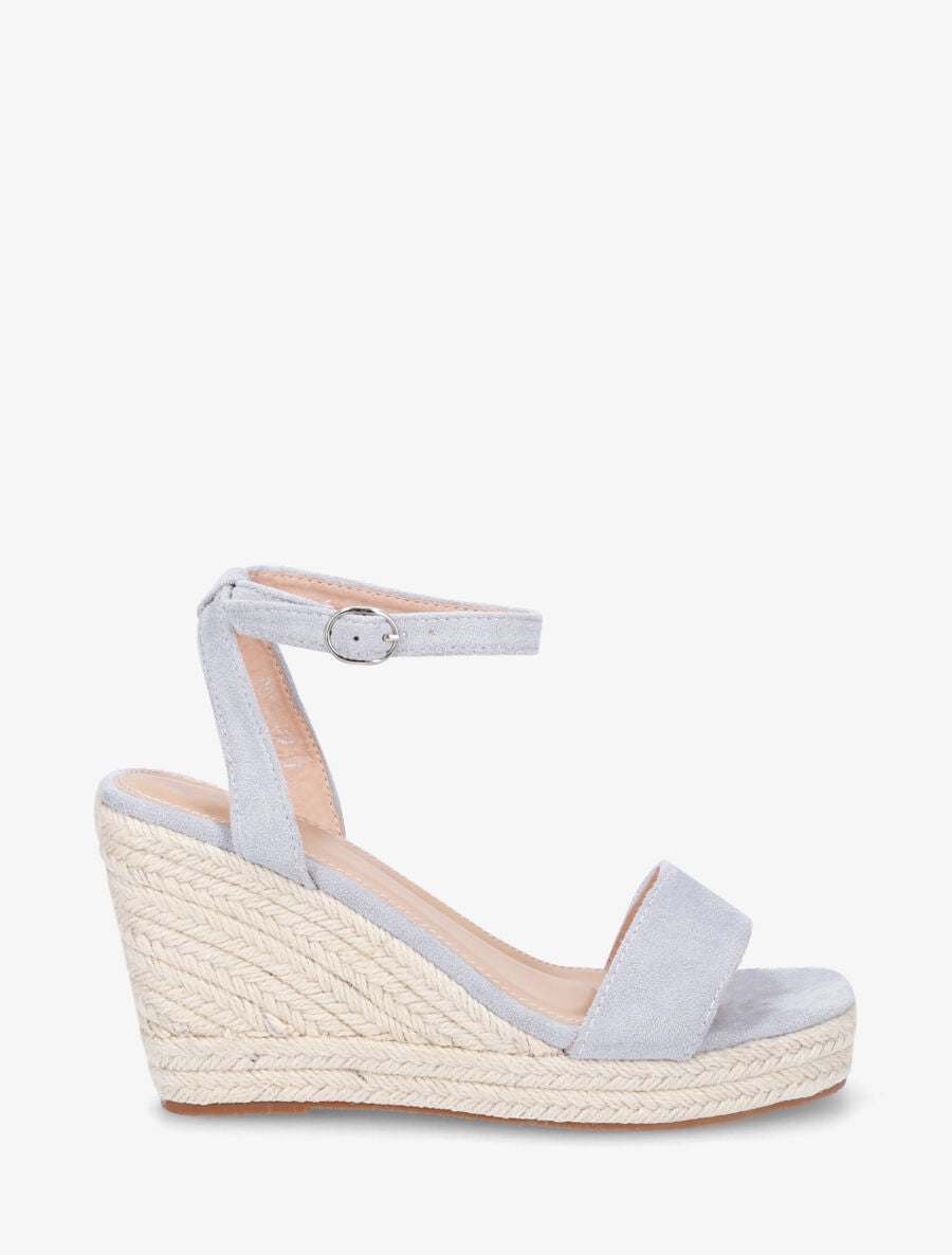Sandales compensées en suédine - Bleu ciel - 5