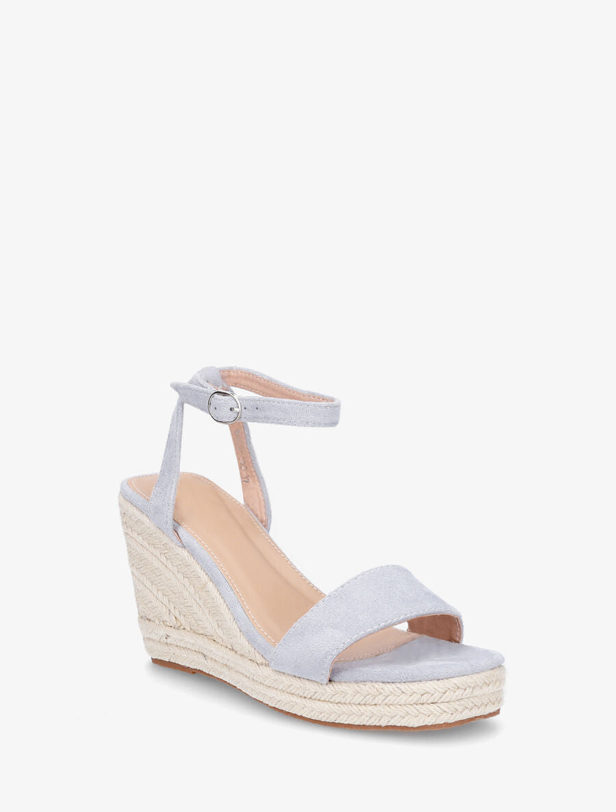 Sandales compensées en suédine - Bleu ciel - 2