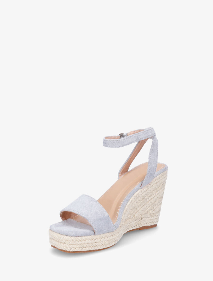 Sandales compensées en suédine - Bleu ciel - 3