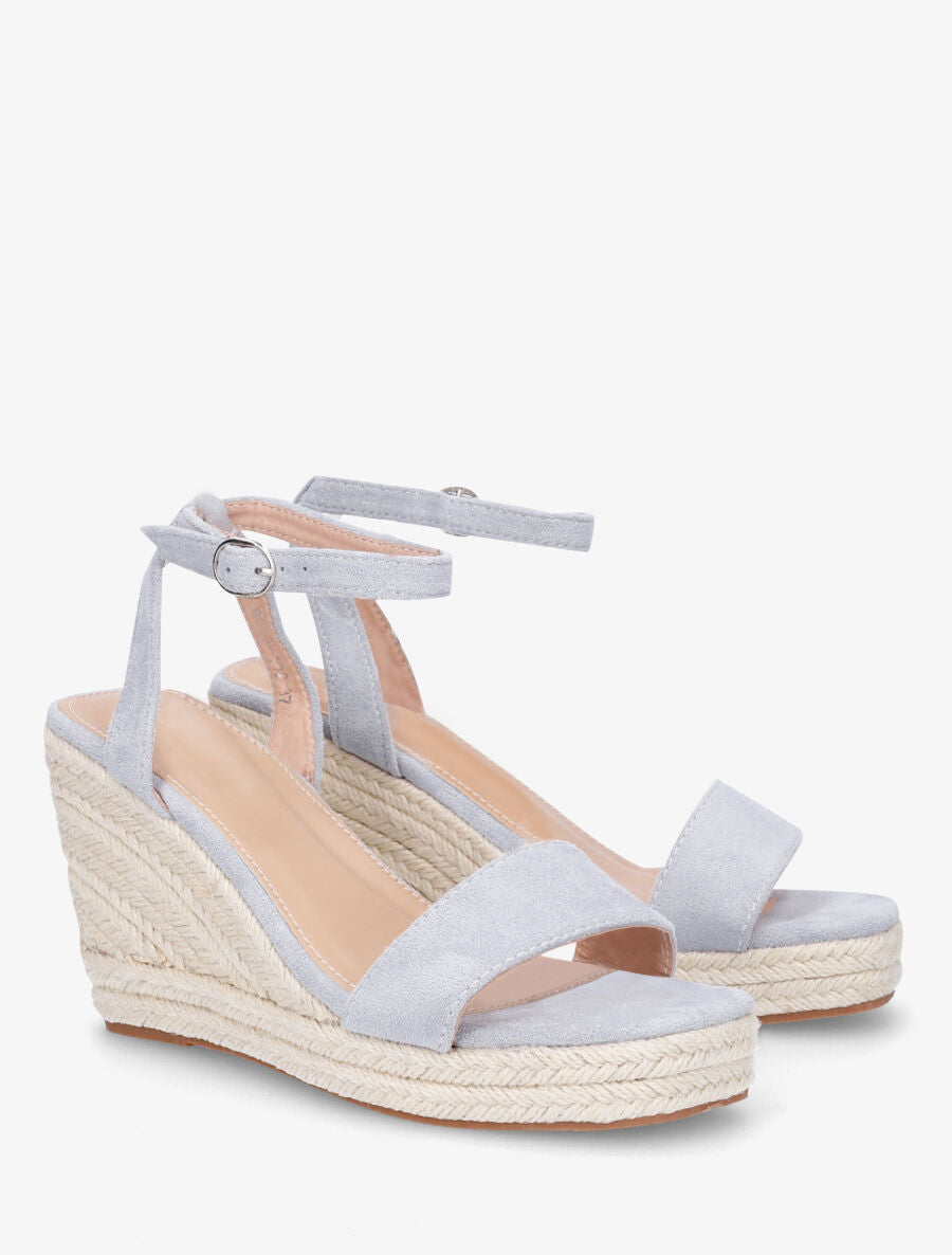 Sandales compensées en suédine - Bleu ciel - 4