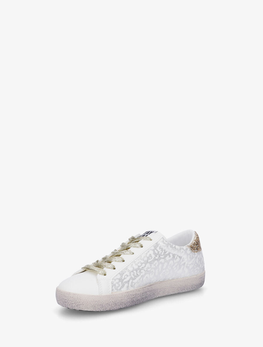 Sneakers en simili à contrefort contrastant et étoile - Blanc - 3