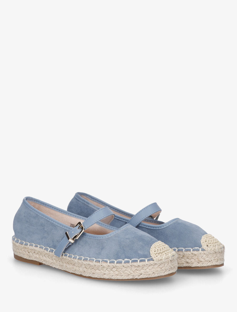 Espadrilles plates en suédine - Bleu clair - 4