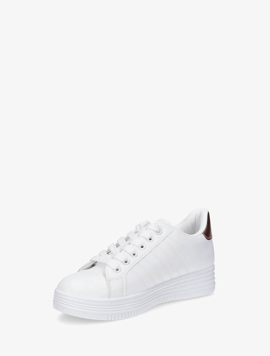 Baskets à zip et contrefort contrastant - Blanc/rose gold - 3
