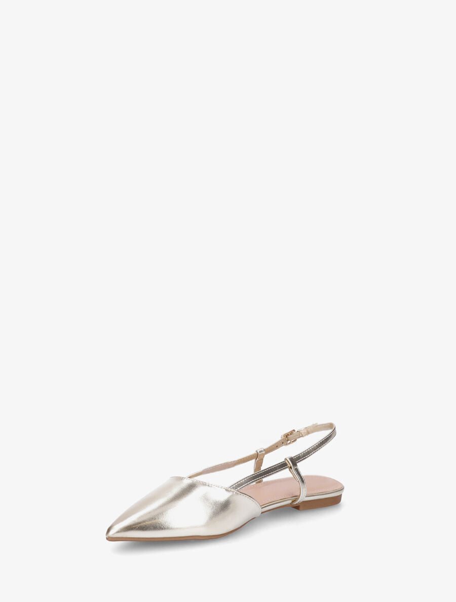 Ballerines ouvertes à bouts pointus en simili nacré - Or - 3