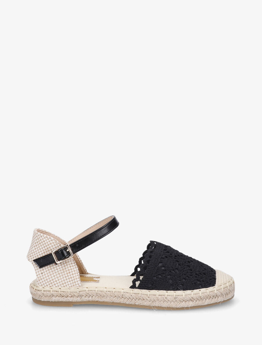 Espadrilles plates effet crochet - Noir - 1