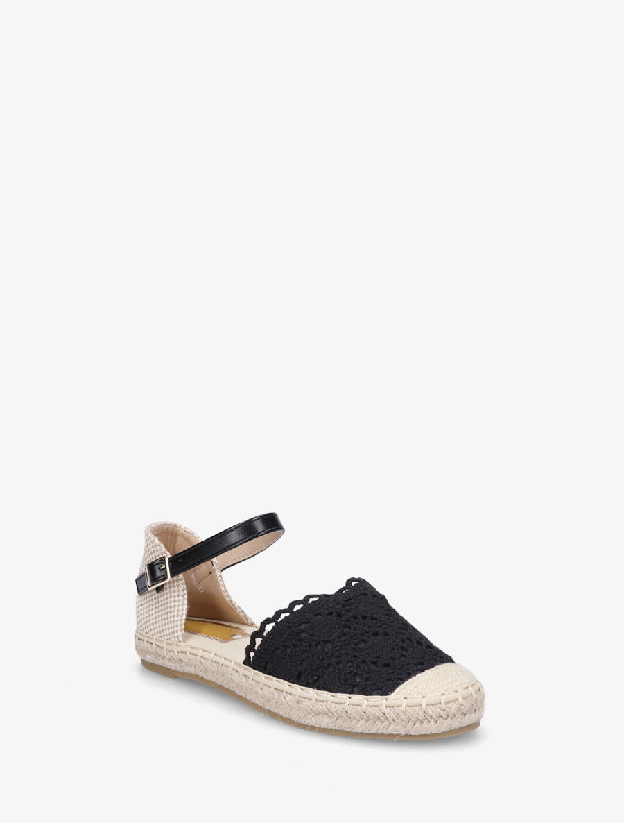 Espadrilles plates effet crochet - Noir - 2