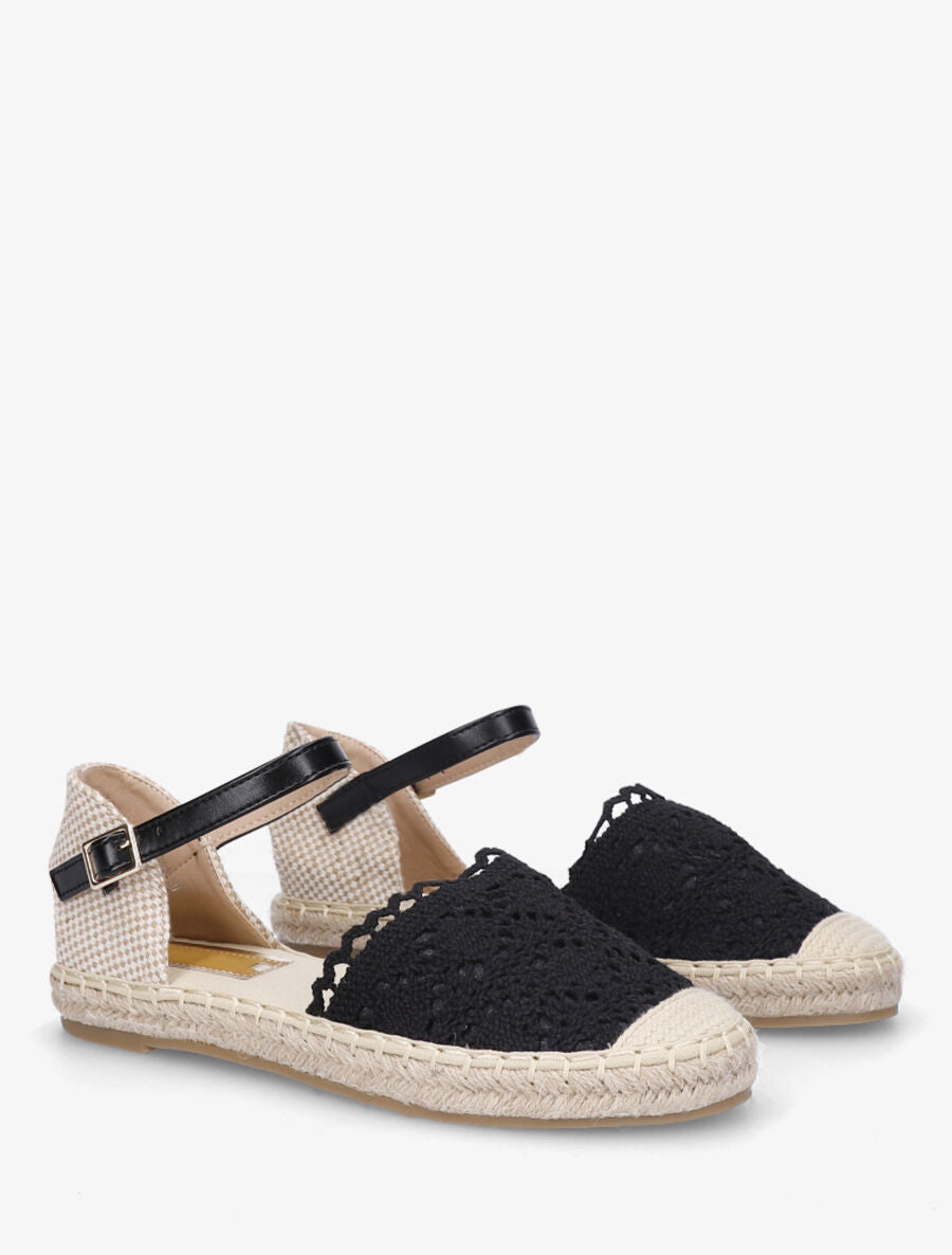 Espadrilles plates effet crochet - Noir - 4