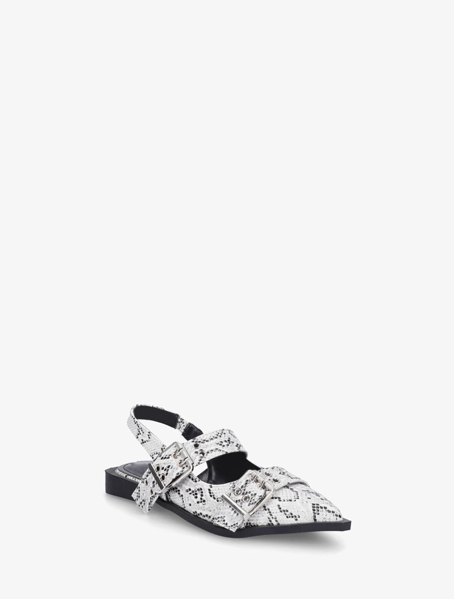Ballerines python ouvertes à boucles et bout pointu - Gris - 2
