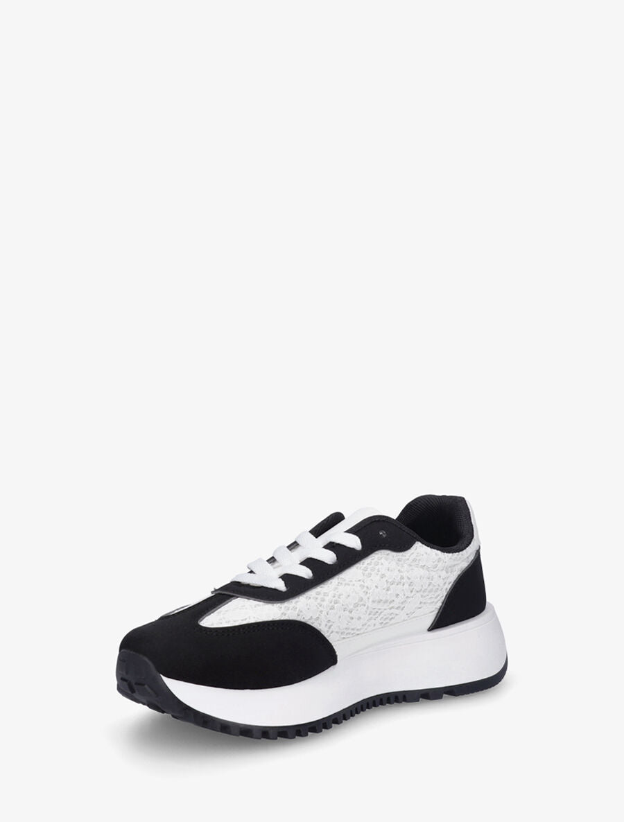Baskets en simili et dentelle - Noir - 3