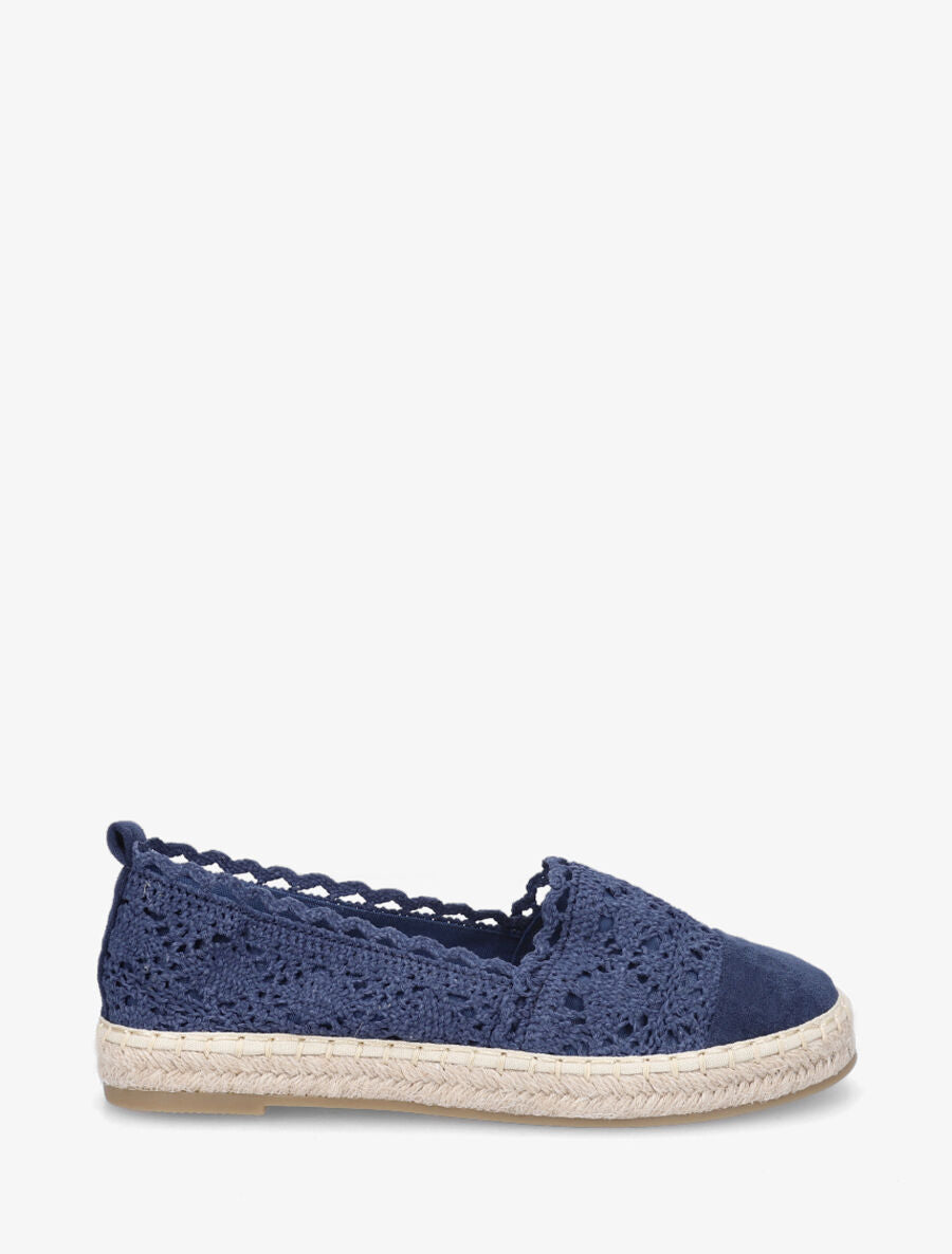 Espadrilles en tissu et suédine - Marine - 1