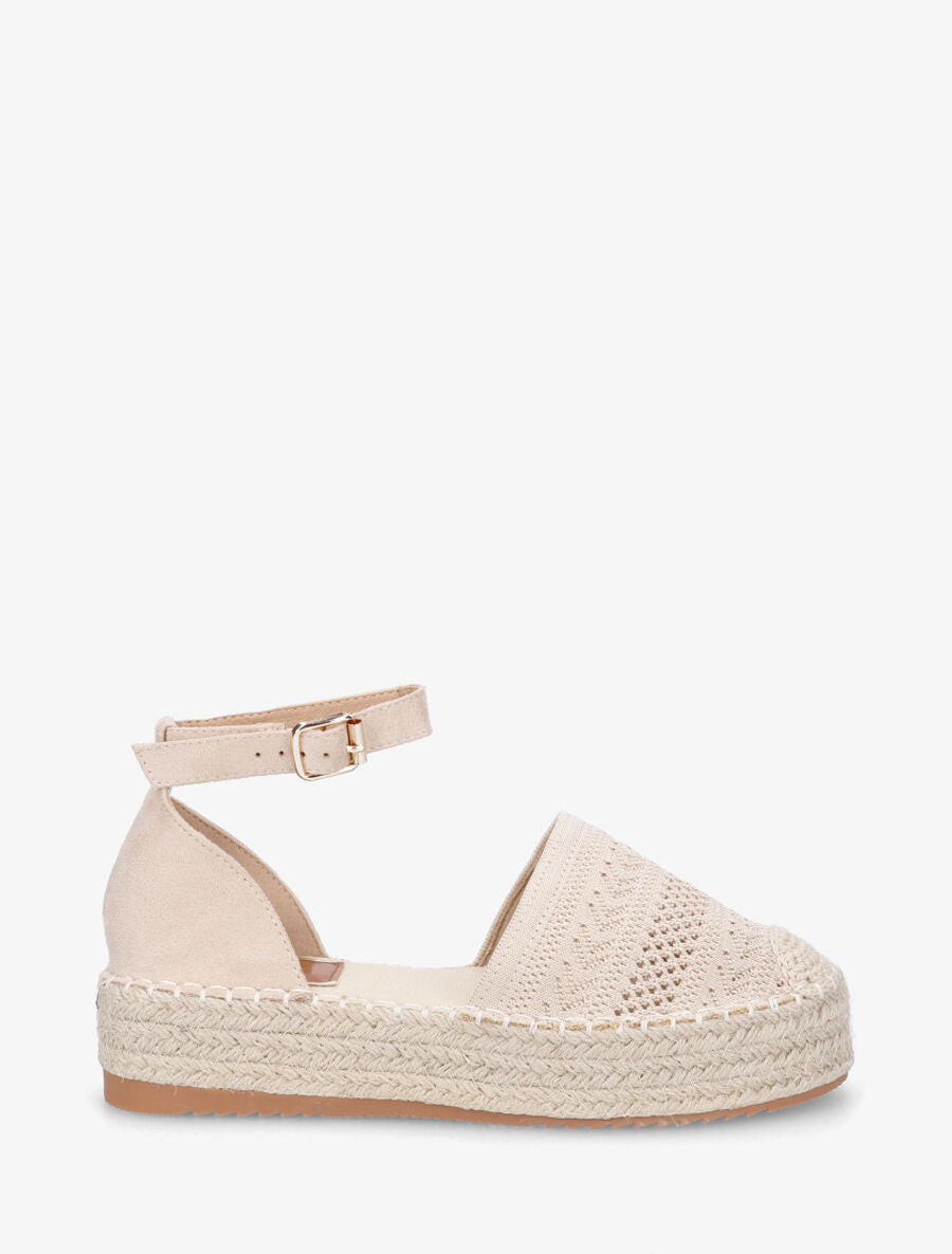 Espadrilles crochet à semelle compensée - Beige - 1