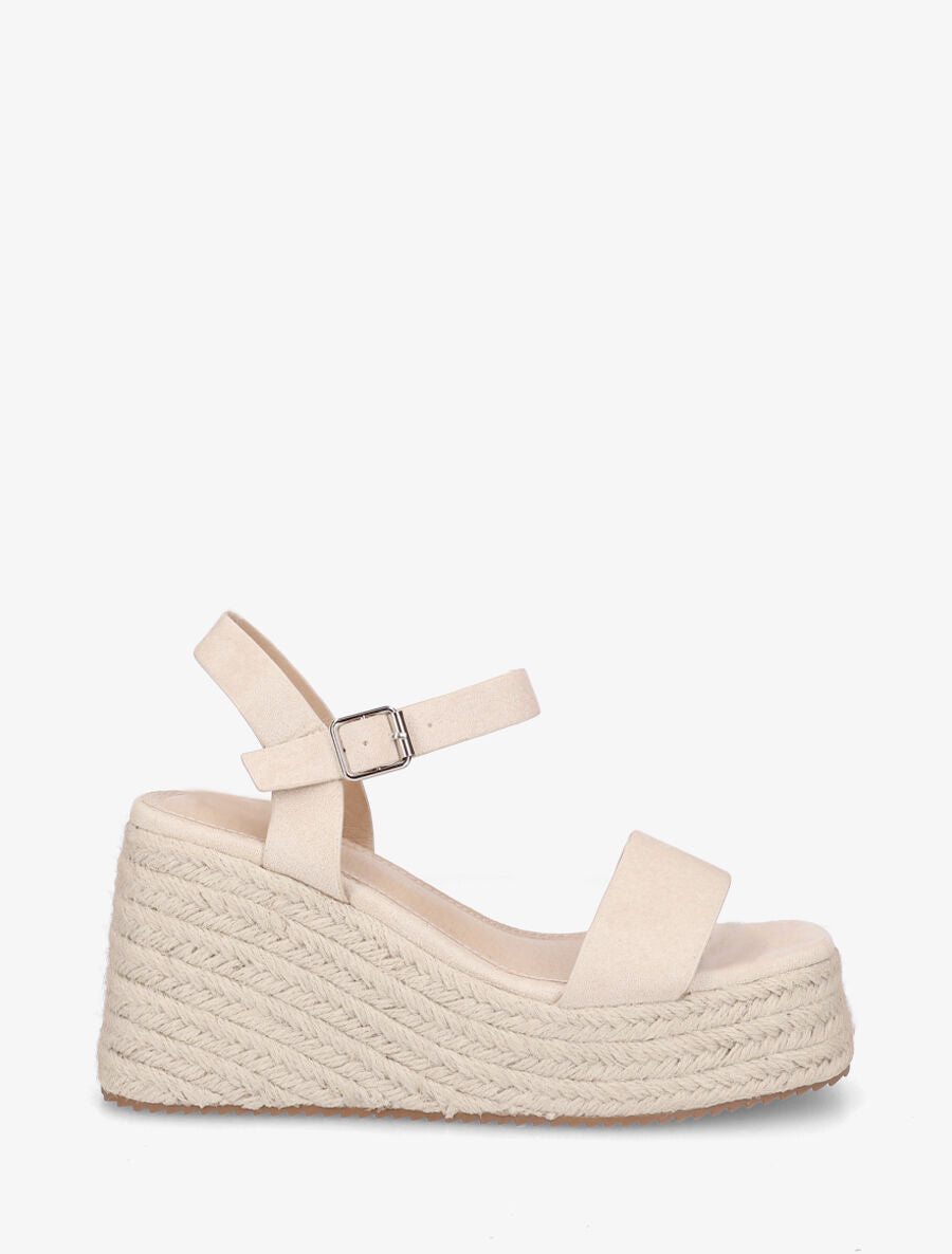 Sandales basiques à talon compensé haut - Beige - 5