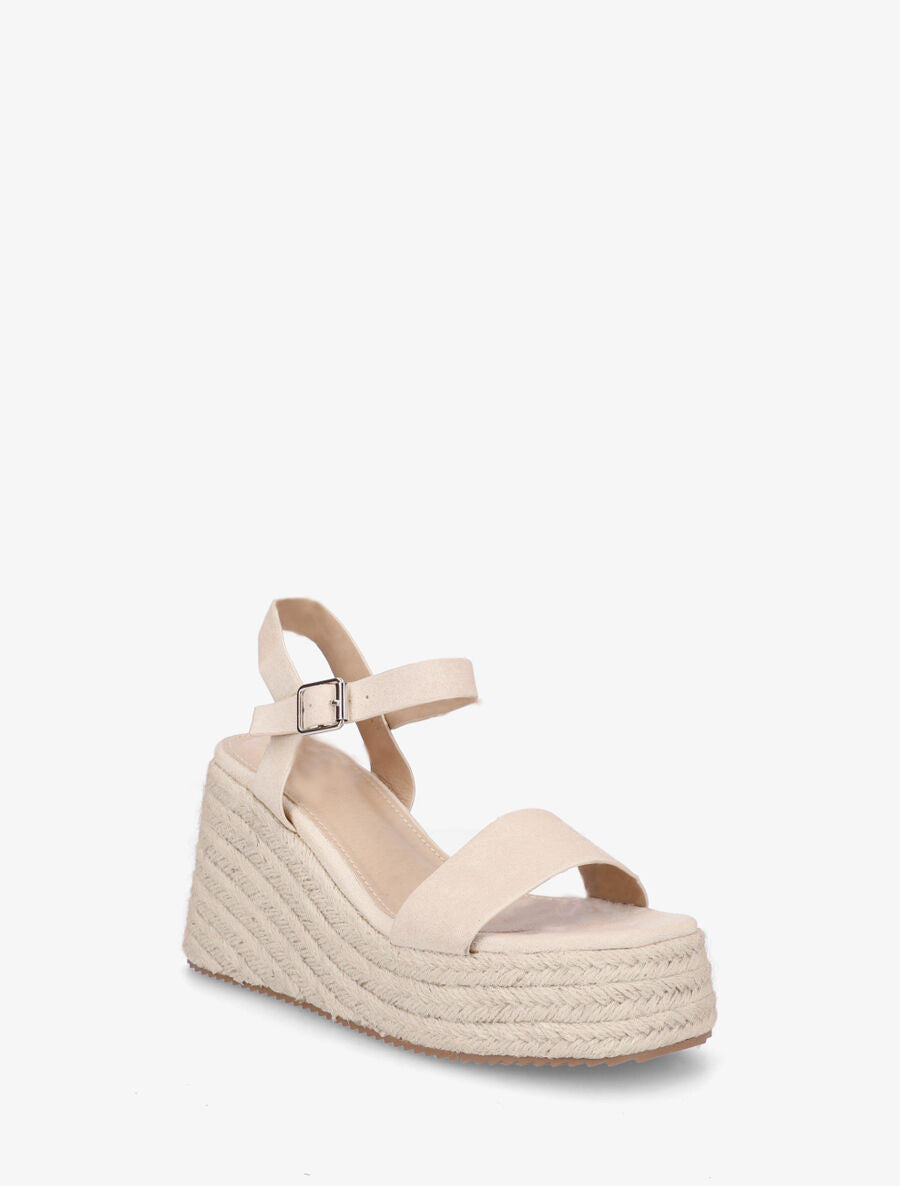Sandales basiques à talon compensé haut - Beige - 2