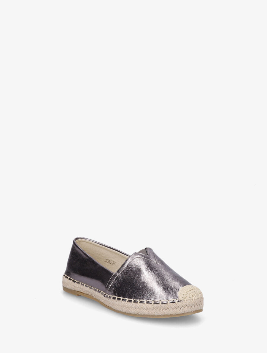 Espadrilles plates en simili nacré - Gris métallisé - 2