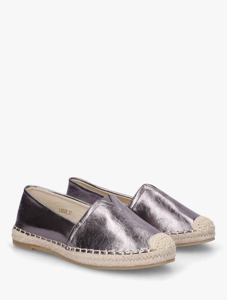 Espadrilles plates en simili nacré - Gris métallisé - 4
