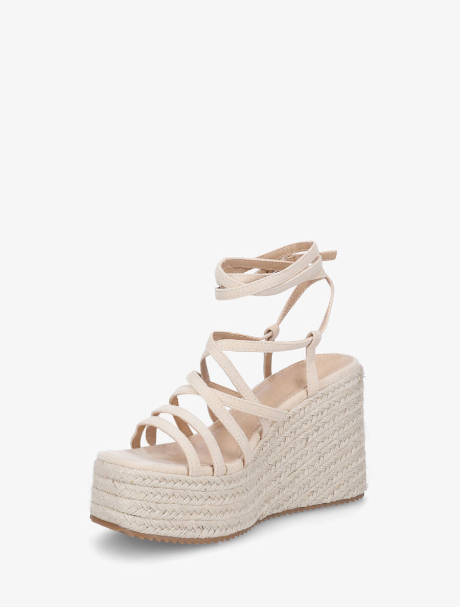 Sandales hautes à nouer - Beige - 3