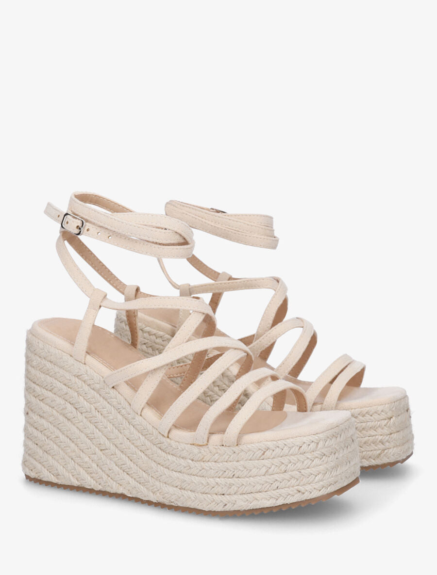 Sandales hautes à nouer - Beige - 4