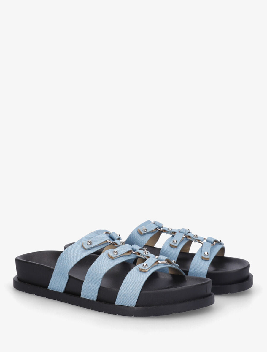 Claquettes cloutées style spartiates - Bleu - 4