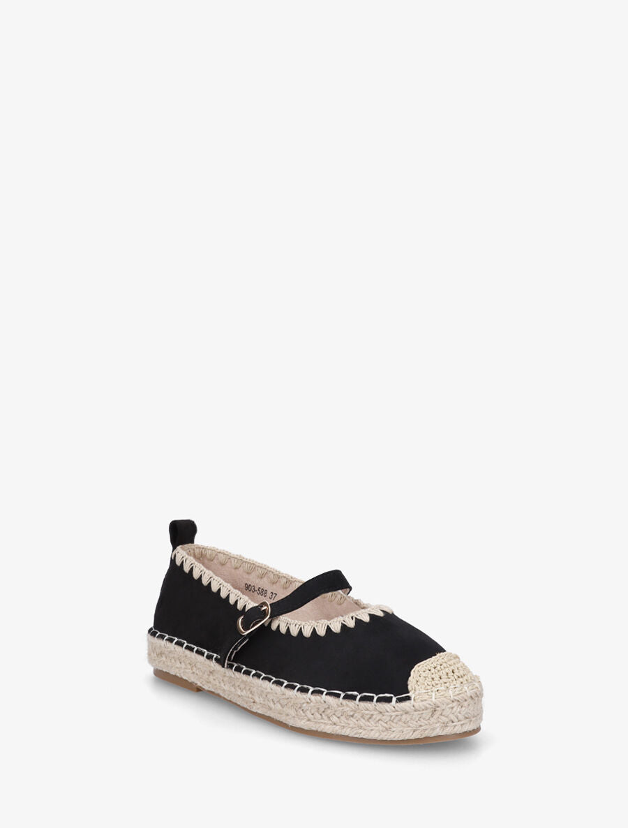 Ballerines en suédine style espadrilles - Noir - 2