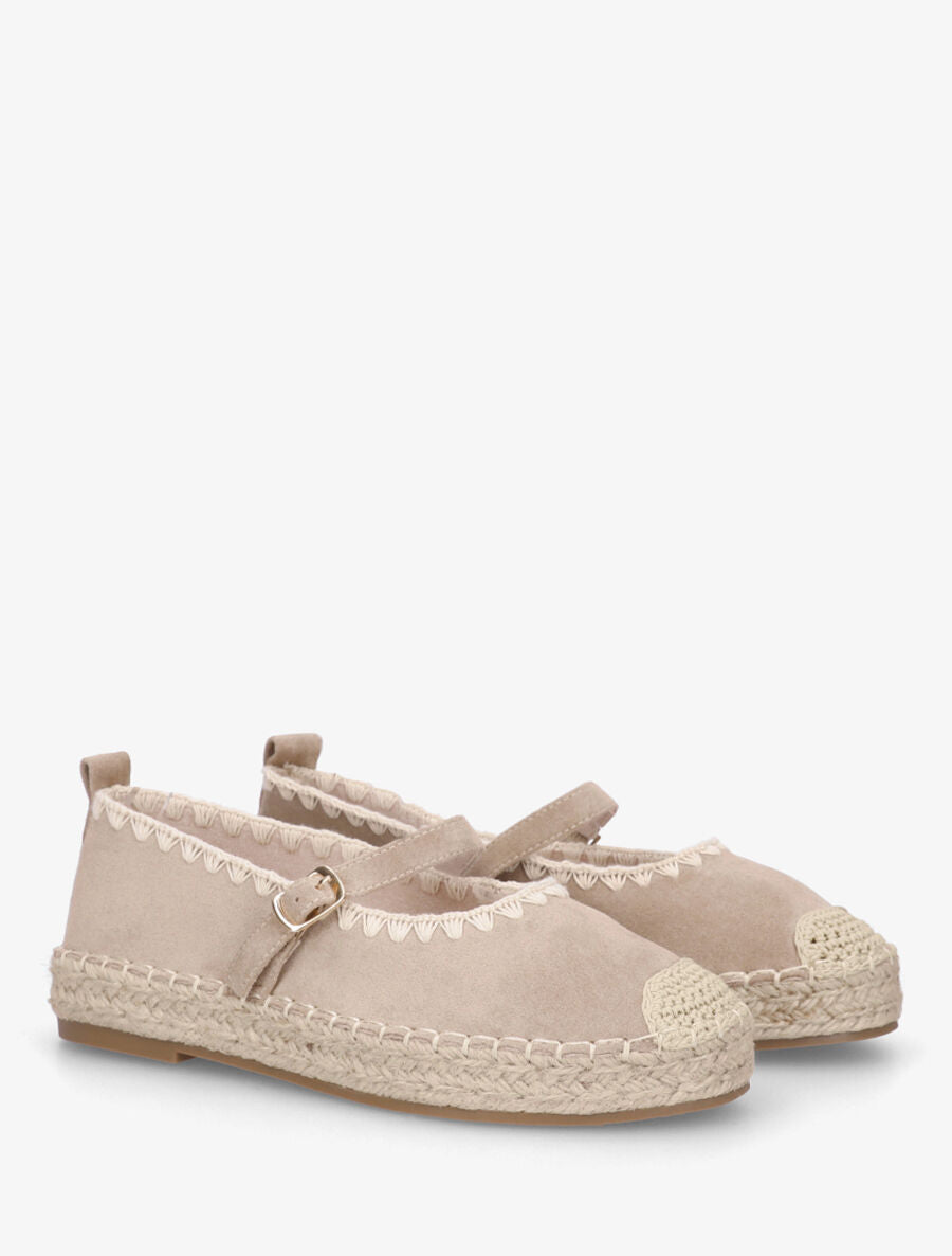 Ballerines en suédine style espadrilles - Taupe - 4