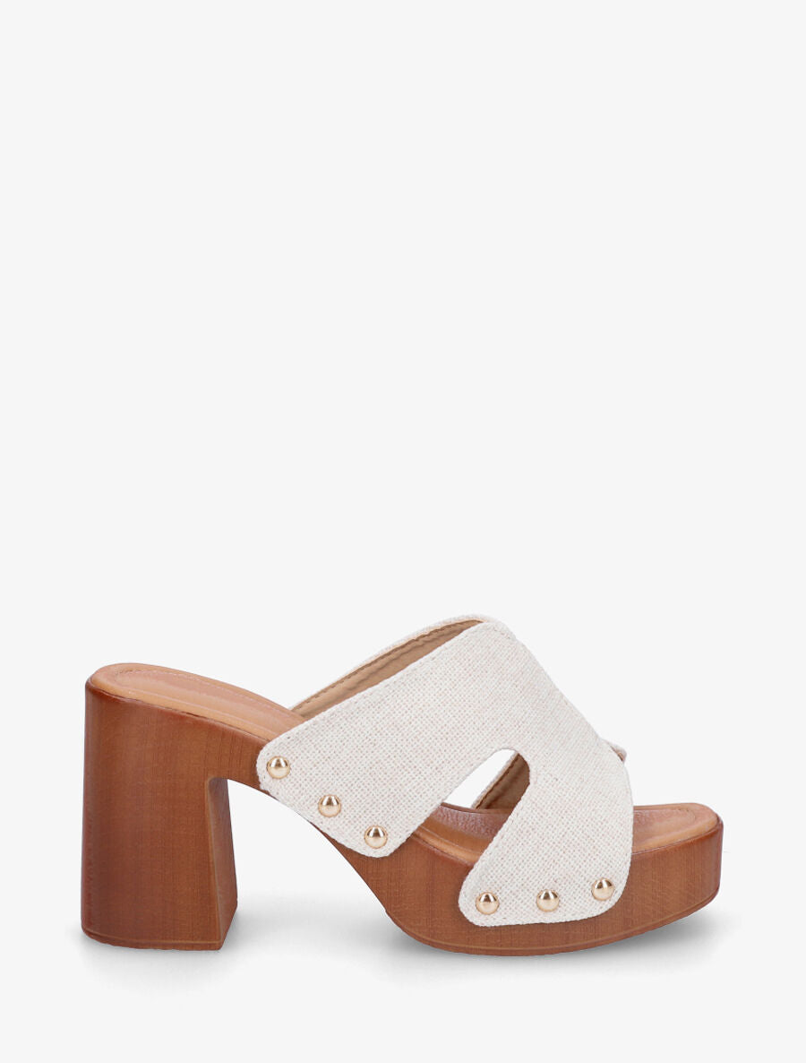 Mules style sabot en tissu - Écru - 5