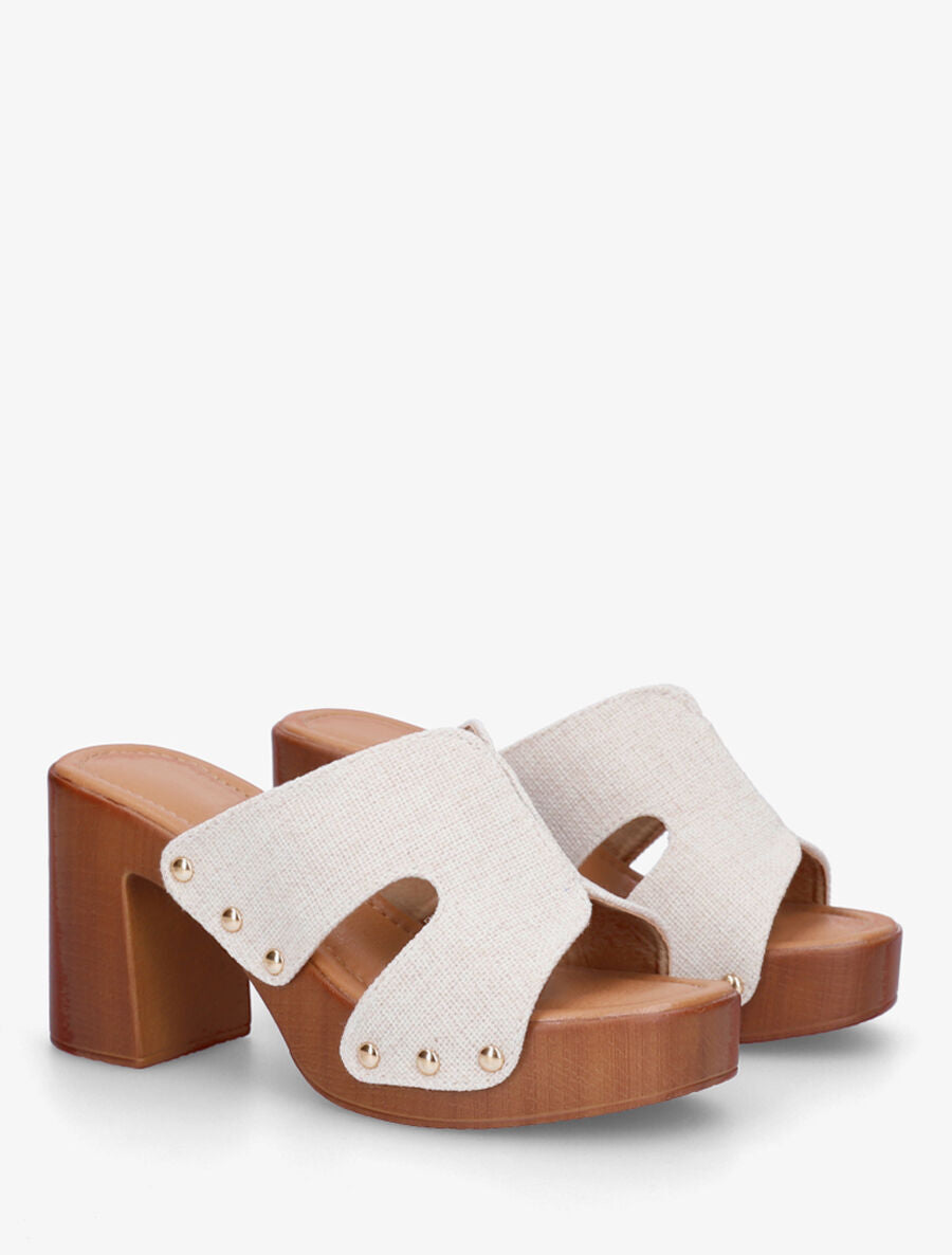 Mules style sabot en tissu - Écru - 4