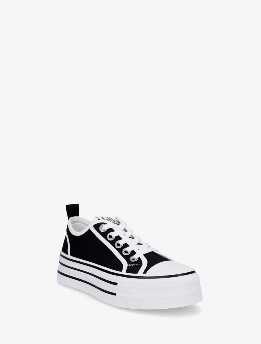 Sneakers à plateforme et œillets strassés - Noir - 2