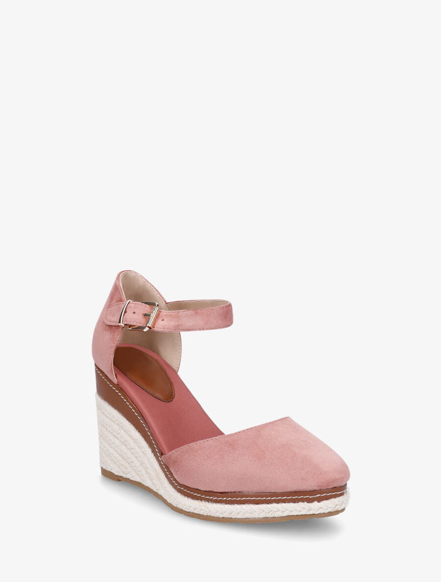 Sandales en suédine à talon compensé - Vieux rose - 2